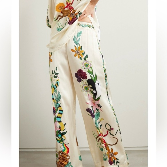 ALÉMAIS Meagan Novelty Printed 100% Silk Pants Size US 2 - Picture 15 of 16